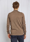 Extrafine Merino Wool Mock Neck Sweater -Brown