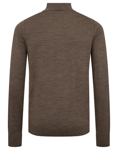 Extrafine Merino Wool Mock Neck Sweater -Brown