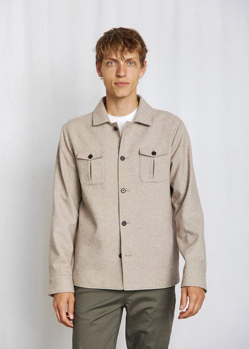 Textured Wool Shirt Jacket - Light Brown