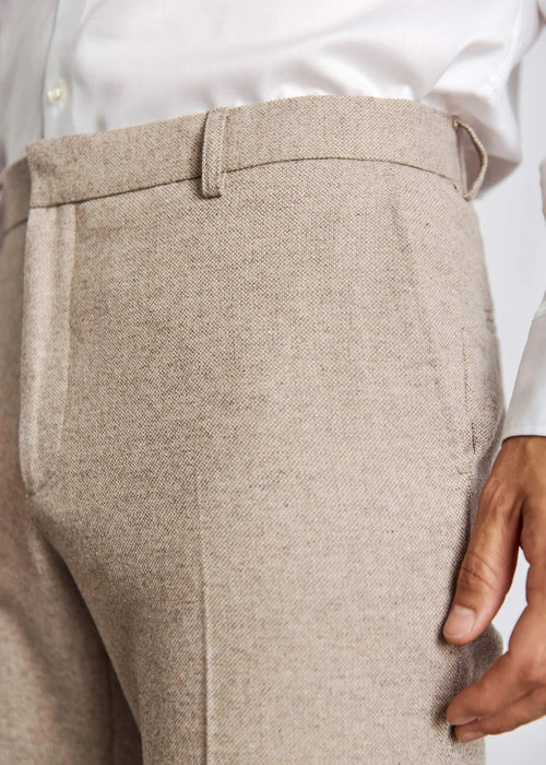Textured Wool Trousers - Light Brown