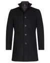 Wool Coat with Removable Vest Insert - Black