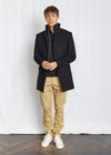 Wool Coat with Removable Vest Insert - Black