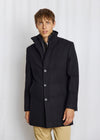 Wool Coat with Removable Vest Insert - Black