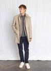Wool Coat with Removable Vest Insert - Light Brown