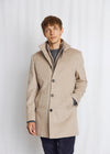 Wool Coat with Removable Vest Insert - Light Brown