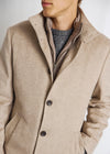 Wool Coat with Removable Vest Insert - Light Brown