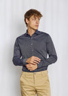 Slim Fit | Dotted Dobby Weave Cotton Shirt - Navy