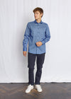 Modern Fit | Printed Cotton Twill Shirt - Blue