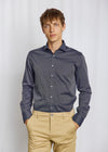 Modern Fit | Dotted Dobby Weave Cotton Shirt - Navy