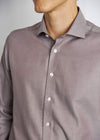 Modern Fit | Cotton Herringbone Weave Shirt - Brown