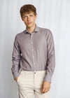 Modern Fit | Cotton Herringbone Weave Shirt - Brown
