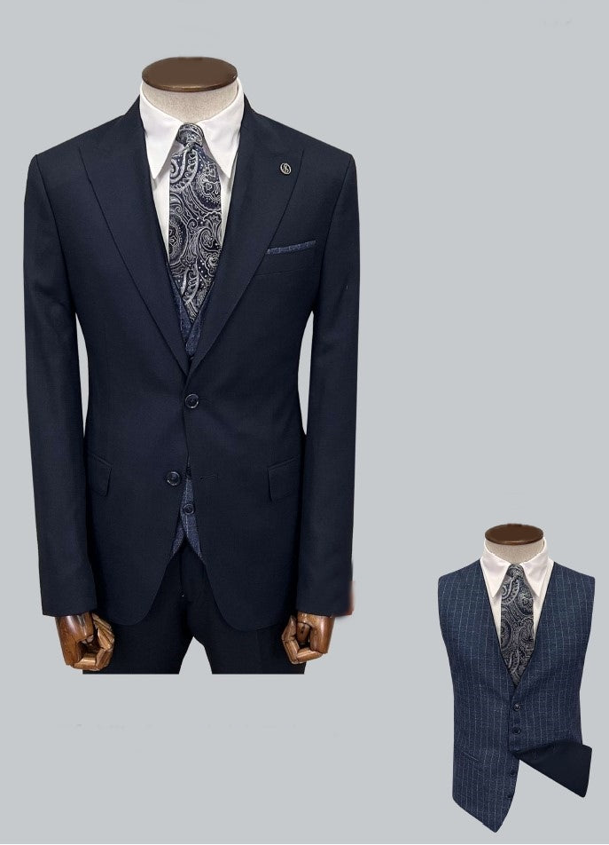 Peak Suit with Reversible Vest - Navy