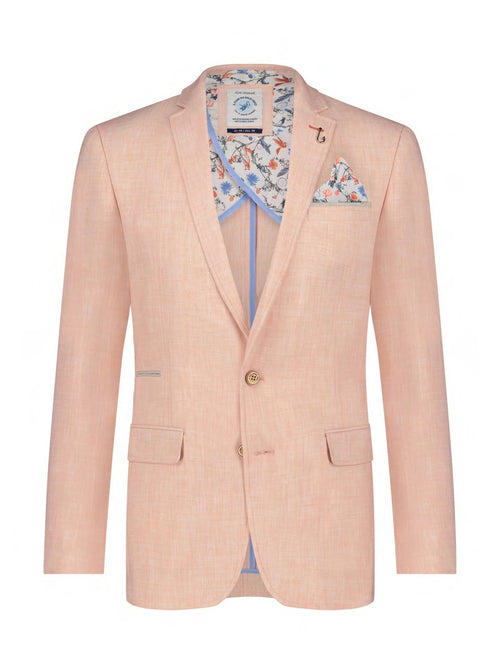 Unlined Linen Style Blazer - Coral