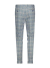 Linen Cotton Big Check Trousers - Denim Blue