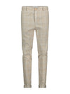 Linen Cotton Big Check Trousers - Sand