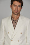 Italian Virgin Wool Double Breasted Peak Suit - Off White