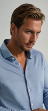 Pique Textured Long Sleeve Shirt - Blue