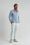 Pique Textured Long Sleeve Shirt - Blue