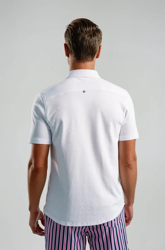 Dry Touch | Pique Textured Short Sleeve Shirt - White