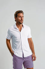 Dry Touch | Pique Textured Short Sleeve Shirt - White
