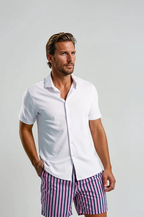 Riviera Stripe Swim Shorts - Pink