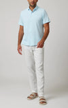 2-Tone Pique Short Sleeve Shirt - Light Blue