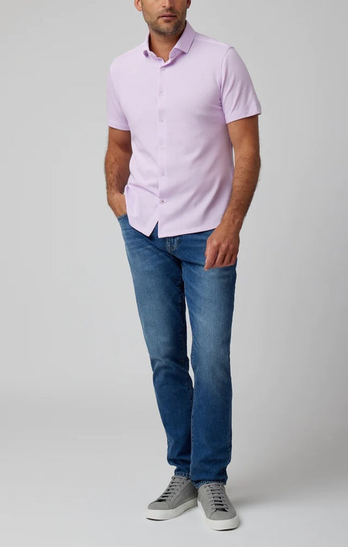 2-Tone Pique Short Sleeve Shirt - Lavender