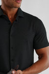 Dry Touch | Pique Textured Short Sleeve Shirt - Black