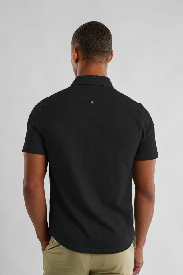 Dry Touch | Pique Textured Short Sleeve Shirt - Black