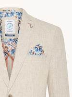 Half Lined Striped Linen Blazer - Sand