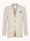 Half Lined Striped Linen Blazer - Sand