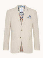 Half Lined Striped Linen Blazer - Sand