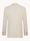 Half Lined Striped Linen Blazer - Sand