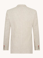 Half Lined Striped Linen Blazer - Sand