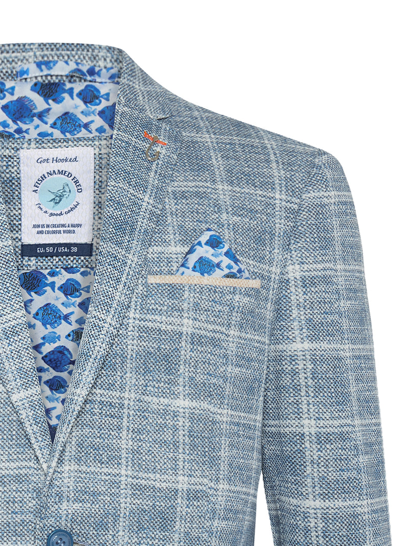 Travel Check Blazer - Cobalt Blue