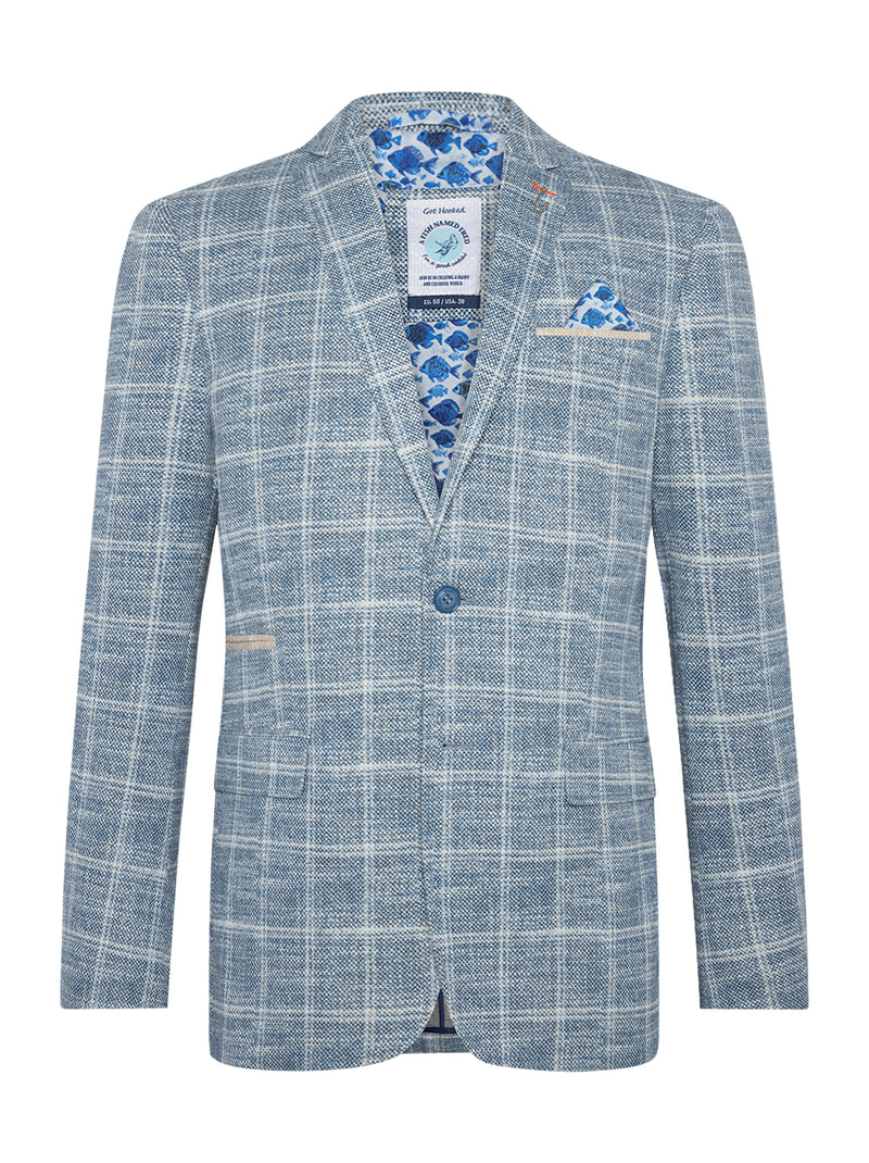 Travel Check Blazer - Cobalt Blue