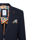 Half Lined Seersucker Bubble Blazer - Navy