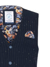 Chalk Stripe Seersucker Vest - Navy