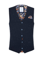 Chalk Stripe Seersucker Vest - Navy