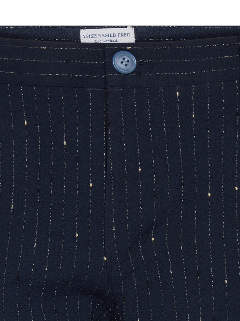 Chalk Stripe Seersucker Shorts - Navy