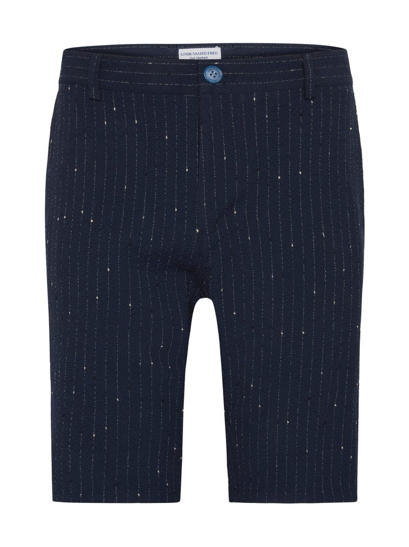 Chalk Stripe Seersucker Shorts - Navy
