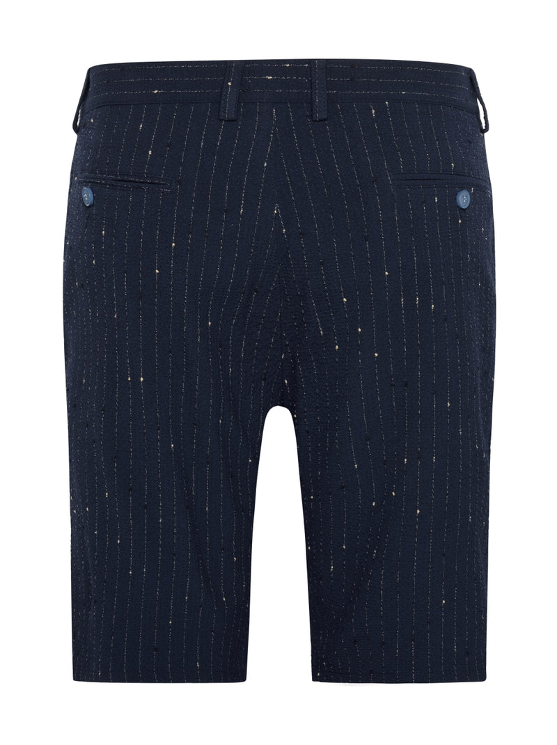 Chalk Stripe Seersucker Shorts - Navy