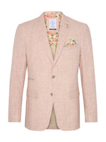 Half Lined Mini Check Linen Blazer - Rose
