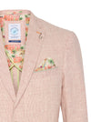 Half Lined Mini Check Linen Blazer - Rose