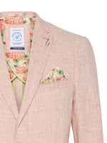 Half Lined Mini Check Linen Blazer - Rose