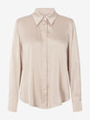 Pointed Collar Silk Blouse - Champagne