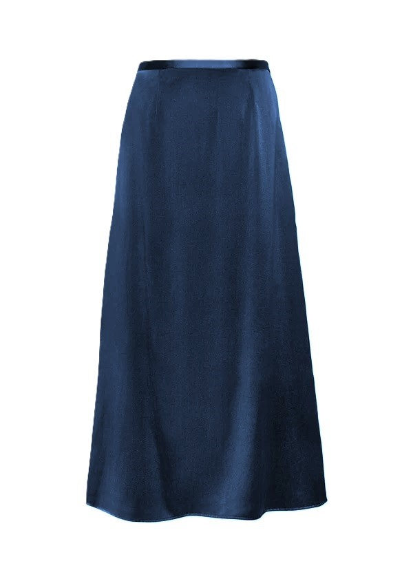 Long Silk Skirt - Navy