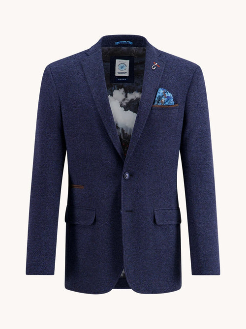 Pique Textured Blazer - Navy