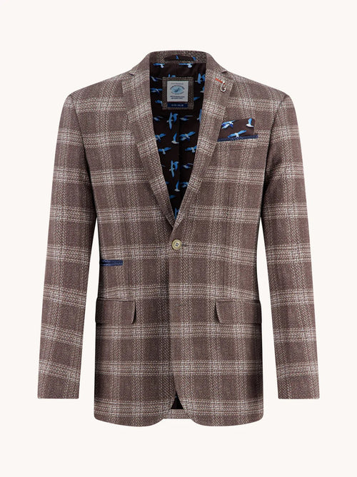 Soft Travel Windowpane Blazer - Sand