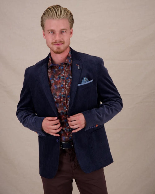 Rib Corduroy Blazer - Navy